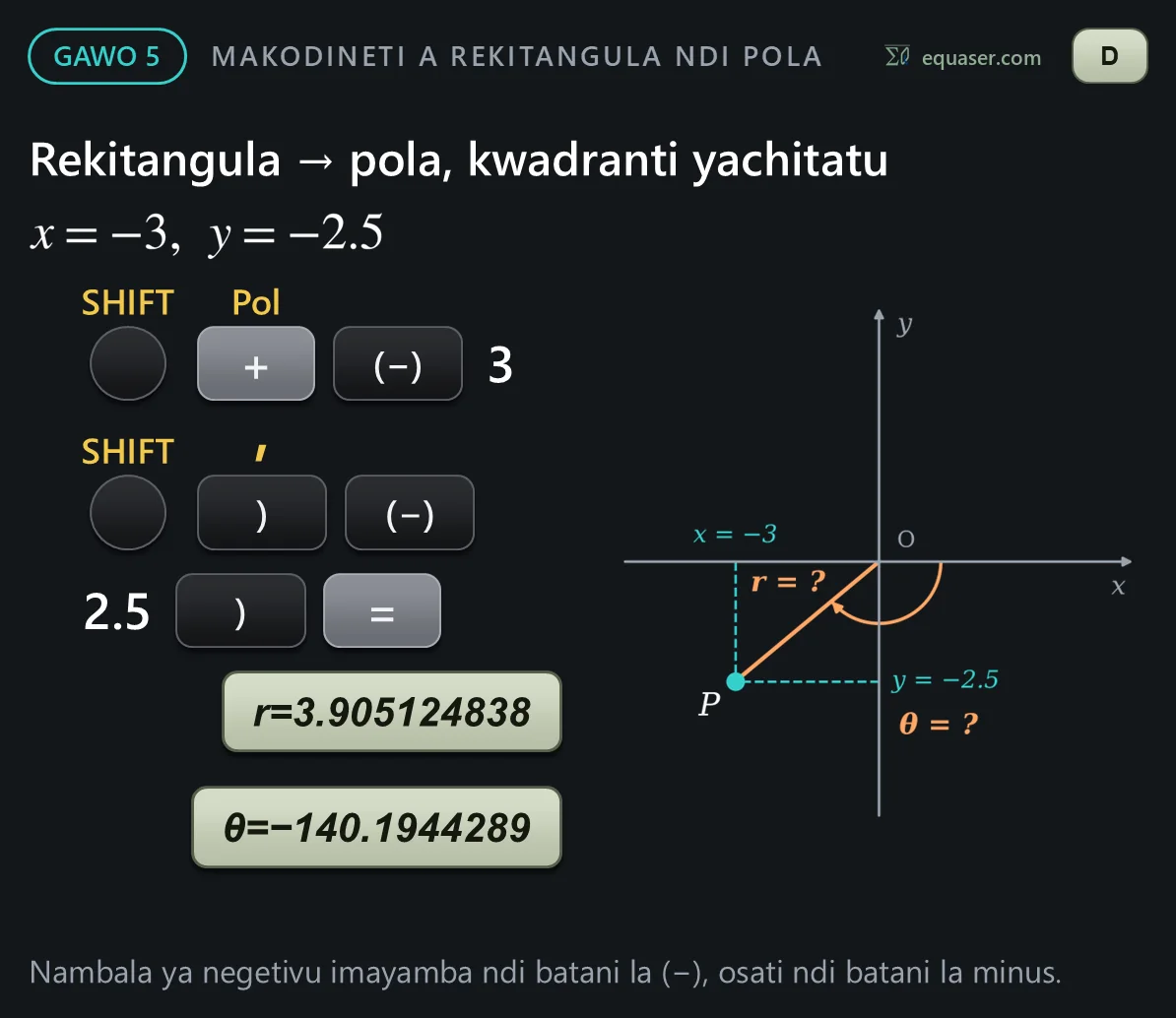 Rekitangula → pola, kwadranti yachitatu