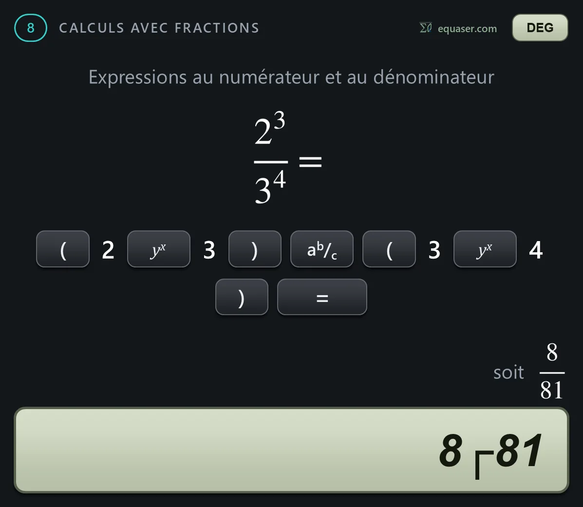 Expressions au numérateur et au dénominateur