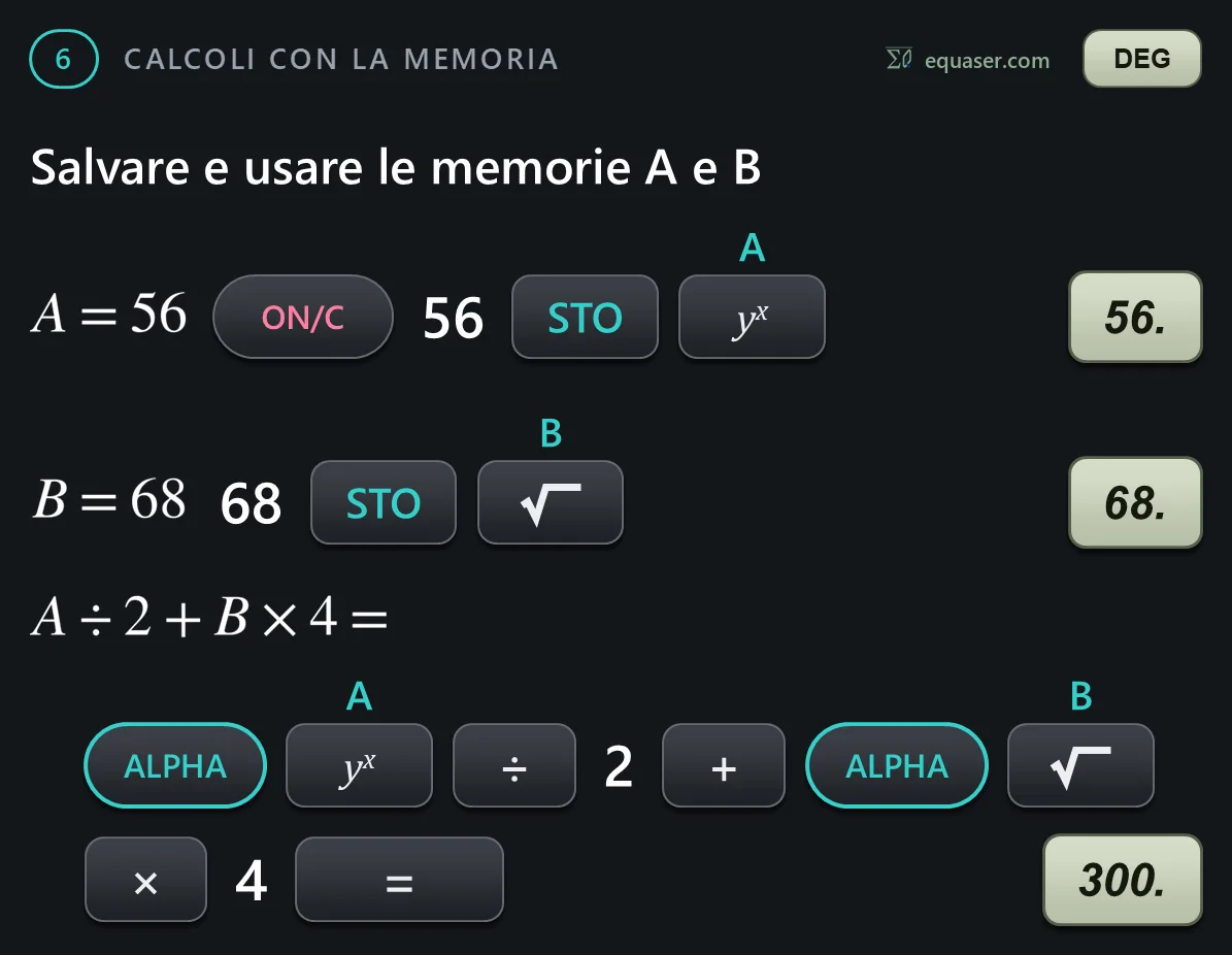 Salvare e usare le memorie A e B