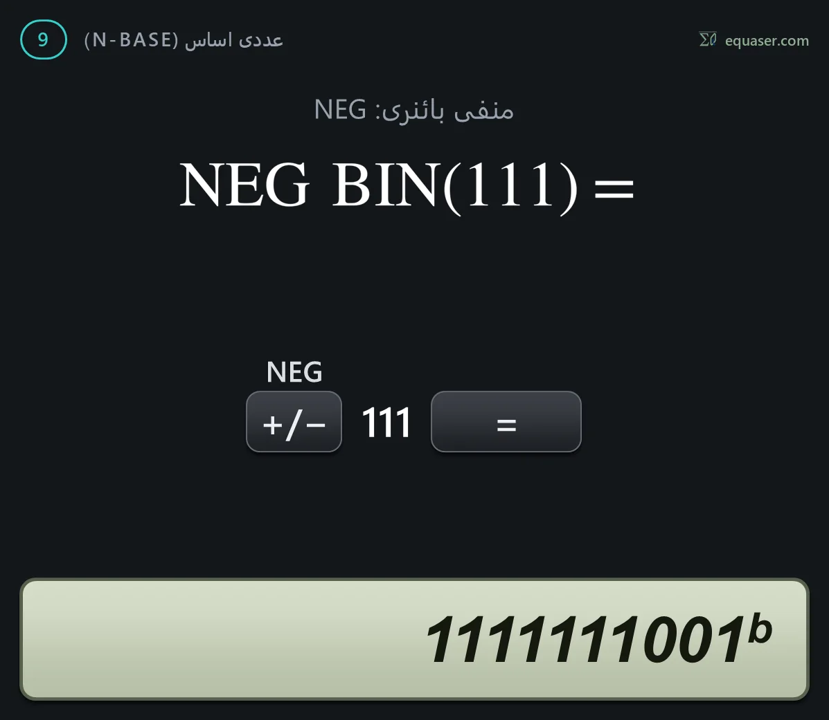 منفی بائنری: NEG