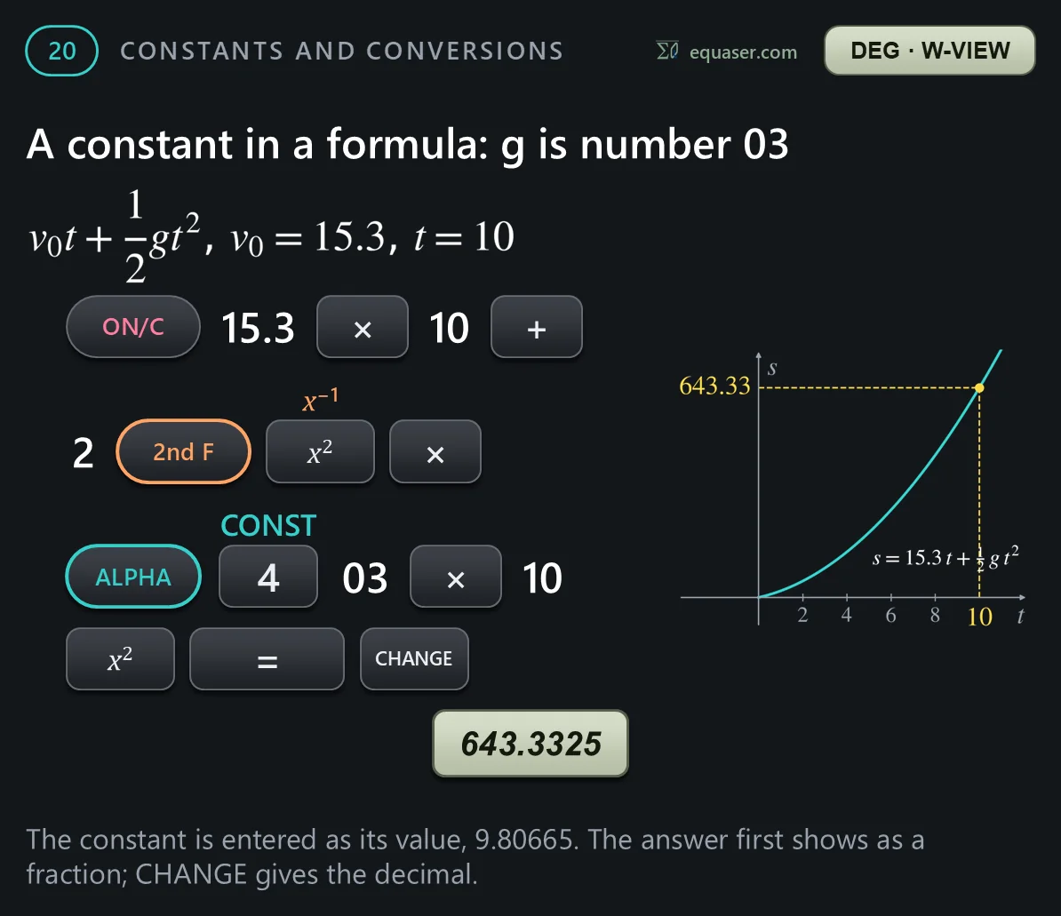 A constant in a formula: g is number 03