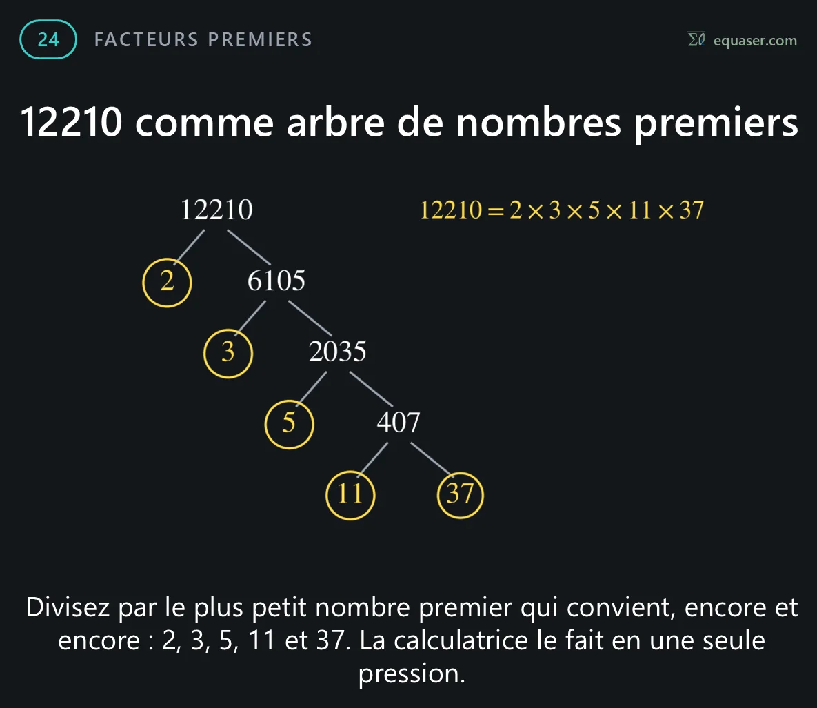 12210 comme arbre de nombres premiers