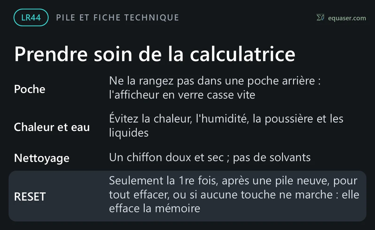 Prendre soin de la calculatrice